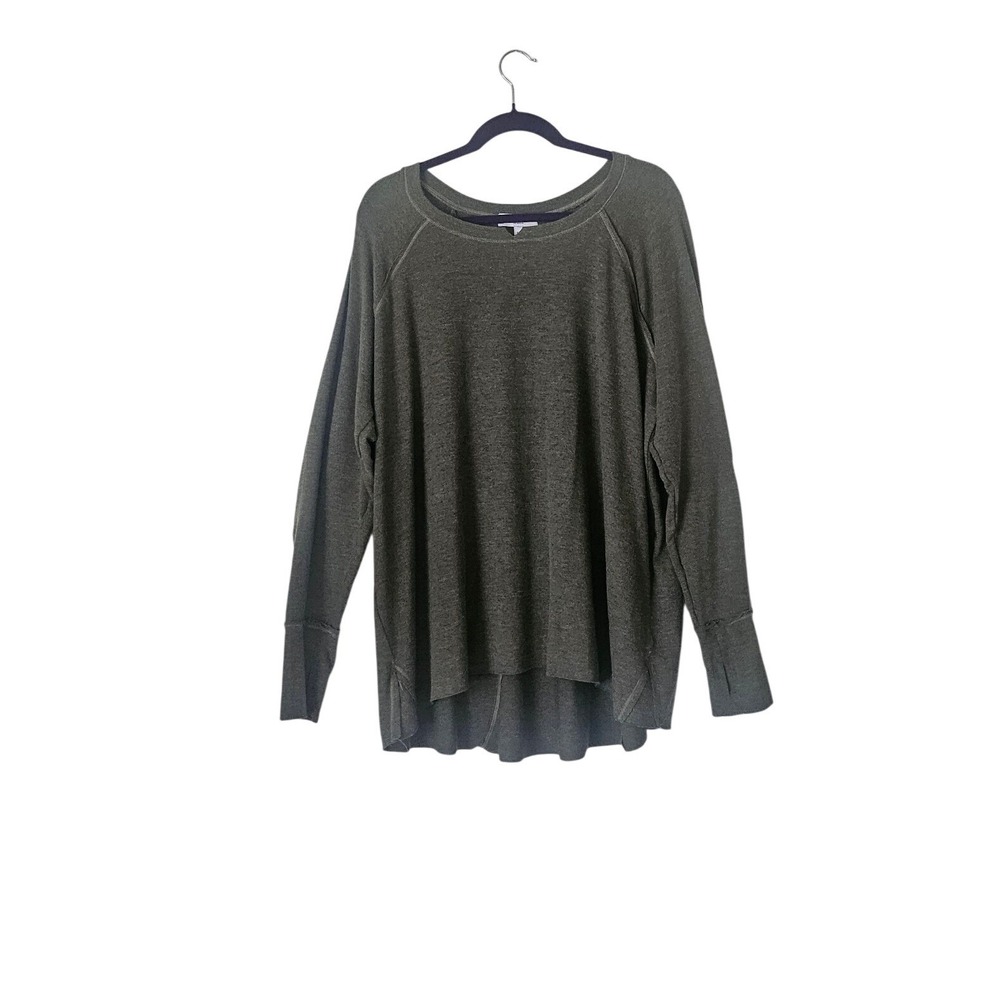 Michael Stars Treasure Brushed Jersey Tunic Top 2X Olive Thumbholes Cozy Earthy - Picture 1 of 12